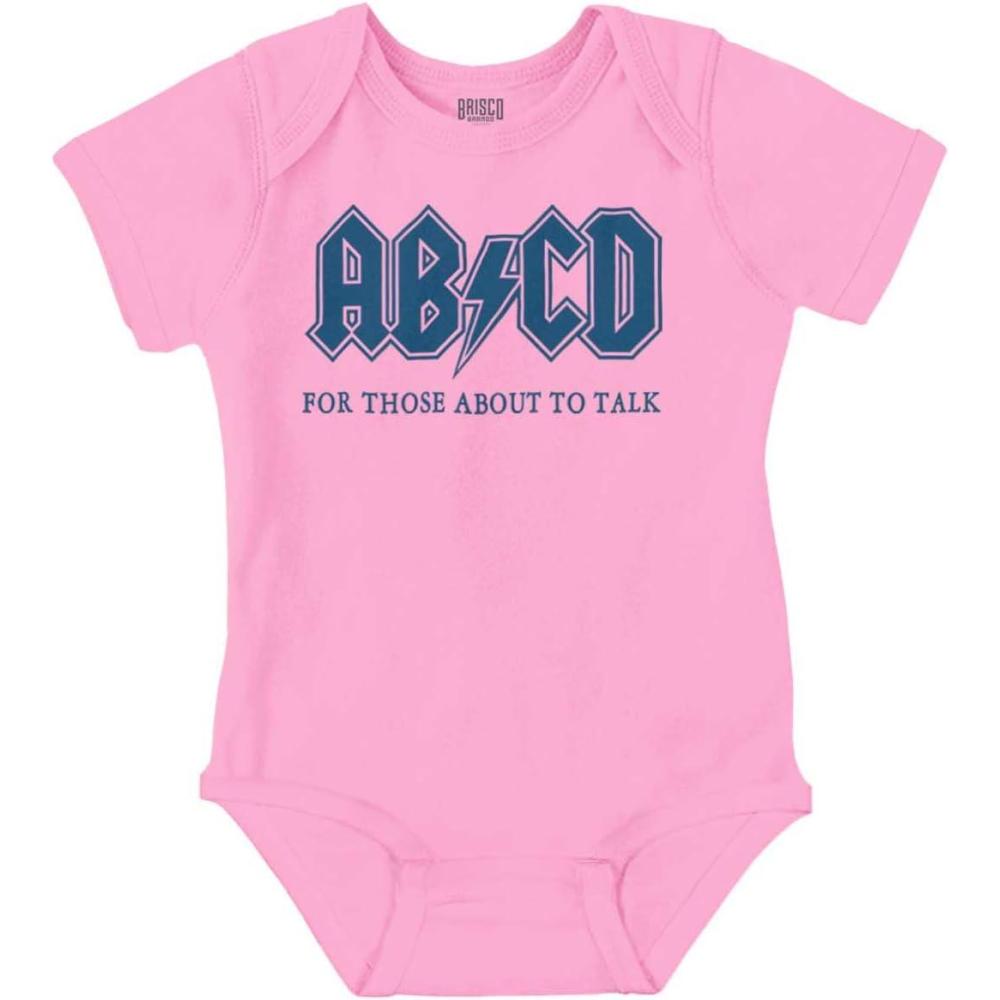 imageBrisco Brands Cutest Lil Rockstar Music Lover ABCD Baby Romper Boys or GirlsAbcd Pink