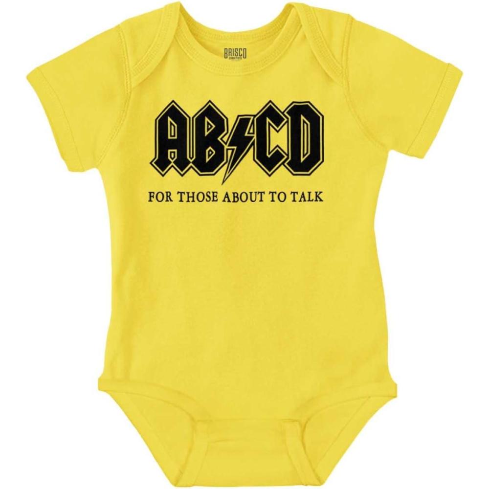imageBrisco Brands Cutest Lil Rockstar Music Lover ABCD Baby Romper Boys or GirlsAbcd Zest