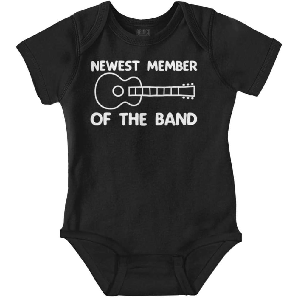 imageBrisco Brands Cutest Lil Rockstar Music Lover ABCD Baby Romper Boys or GirlsBand Member Black