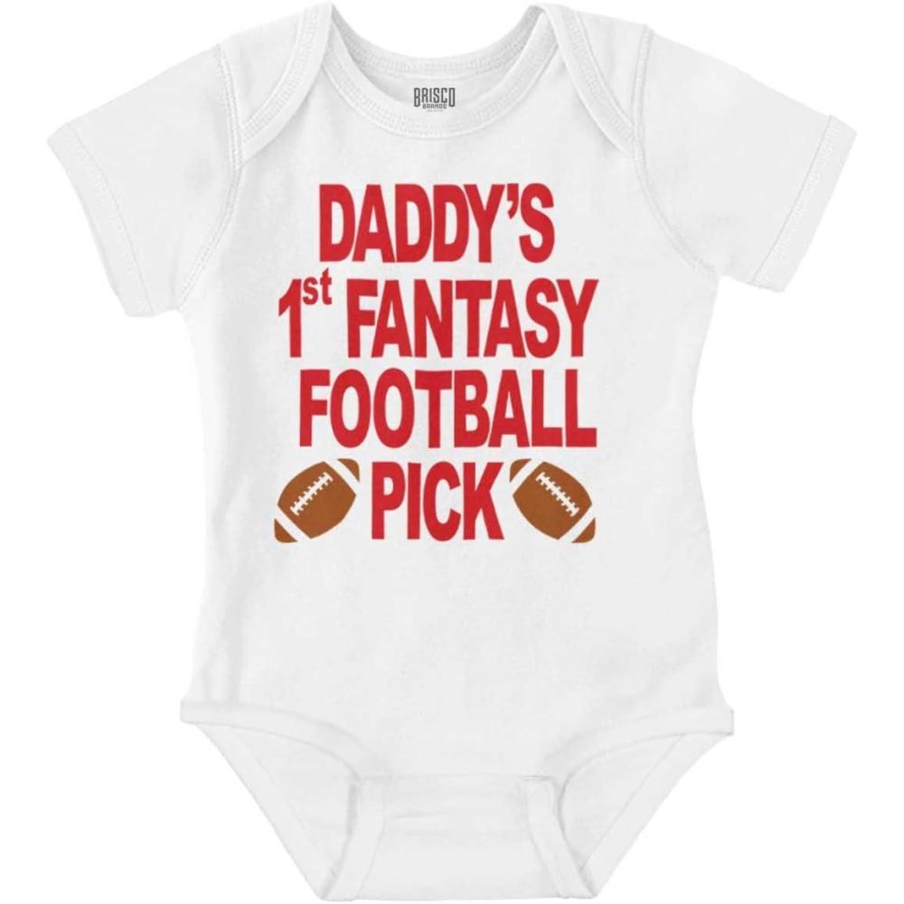 imageBrisco Brands Daddys Fantasy Football Pick Sports Baby Romper Boys or GirlsWhite