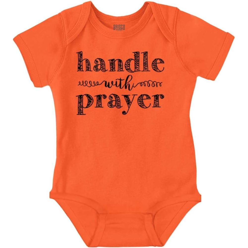imageBrisco Brands Handle Prayer Religious Christian Baby Bodysuit Jumper GirlsOrange