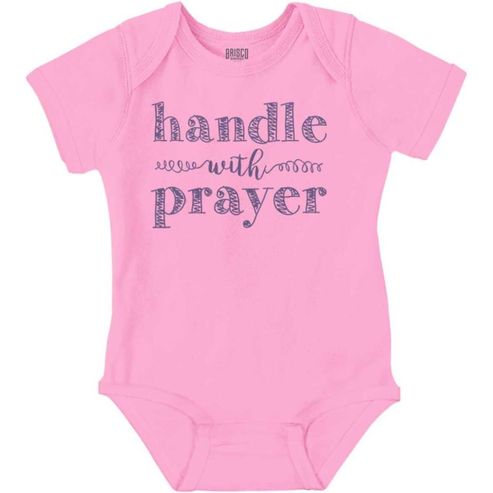 imageBrisco Brands Handle Prayer Religious Christian Baby Bodysuit Jumper GirlsPink