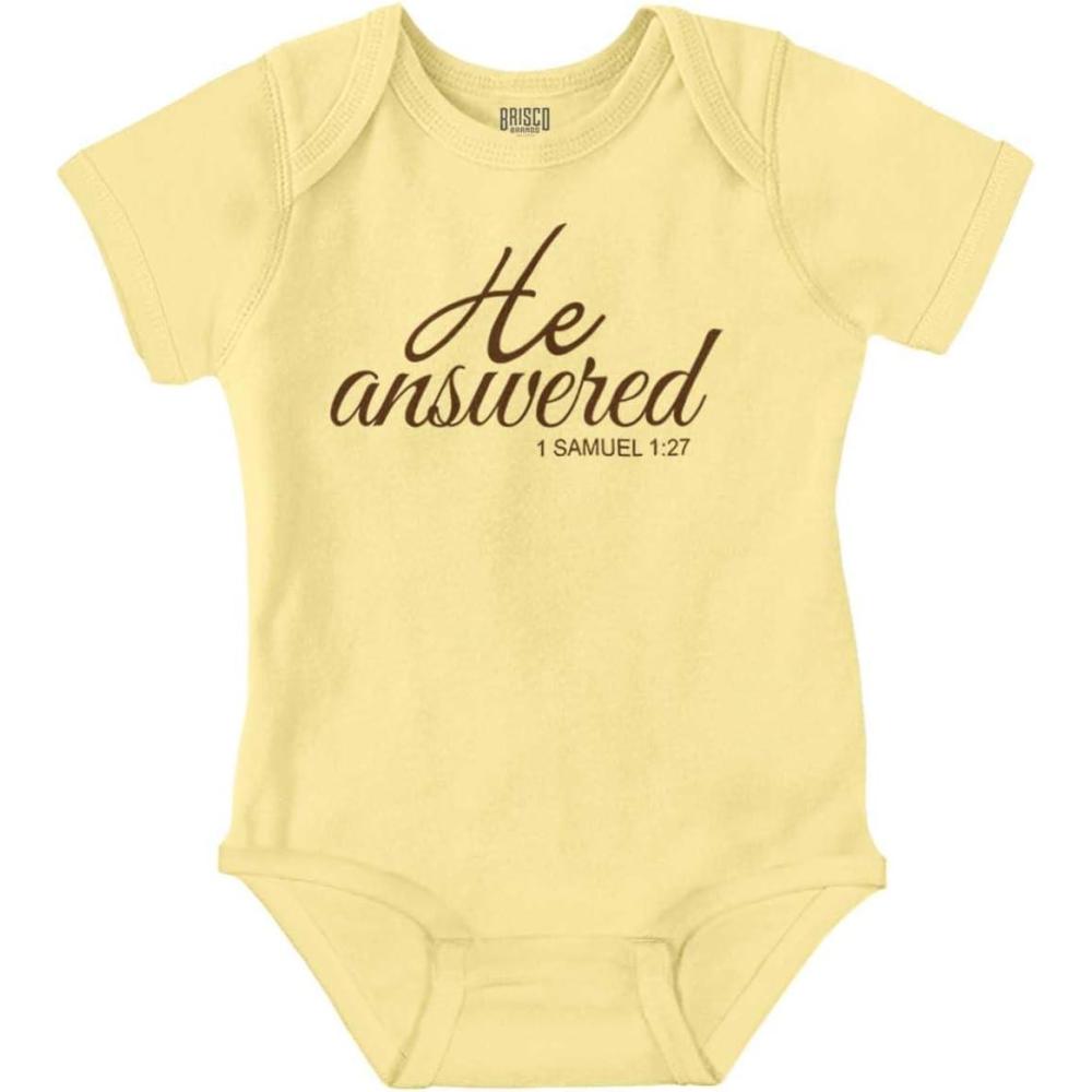 imageBrisco Brands He Answered Samuel 117 Christian Baby Bodysuit Jumper GirlsBanana