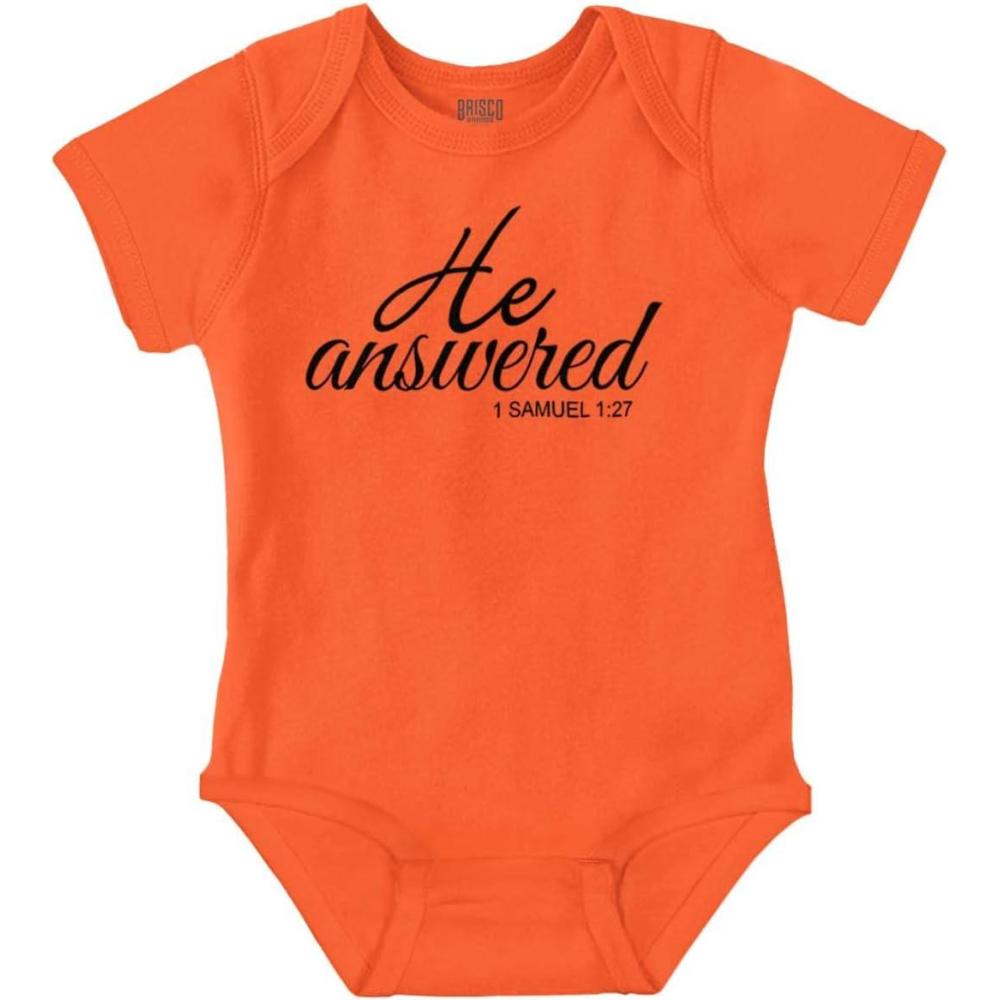 imageBrisco Brands He Answered Samuel 117 Christian Baby Bodysuit Jumper GirlsOrange