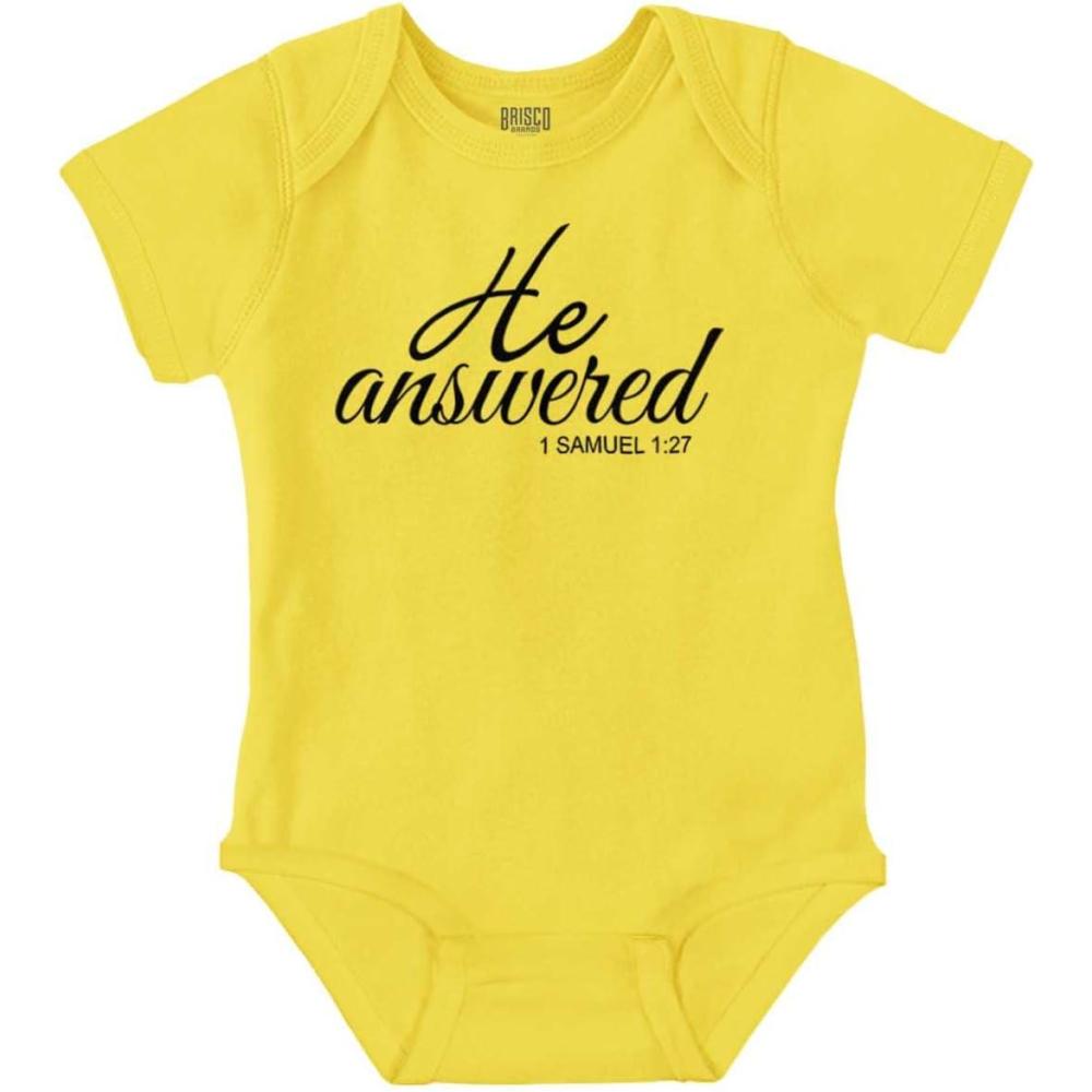 imageBrisco Brands He Answered Samuel 117 Christian Baby Bodysuit Jumper GirlsZest