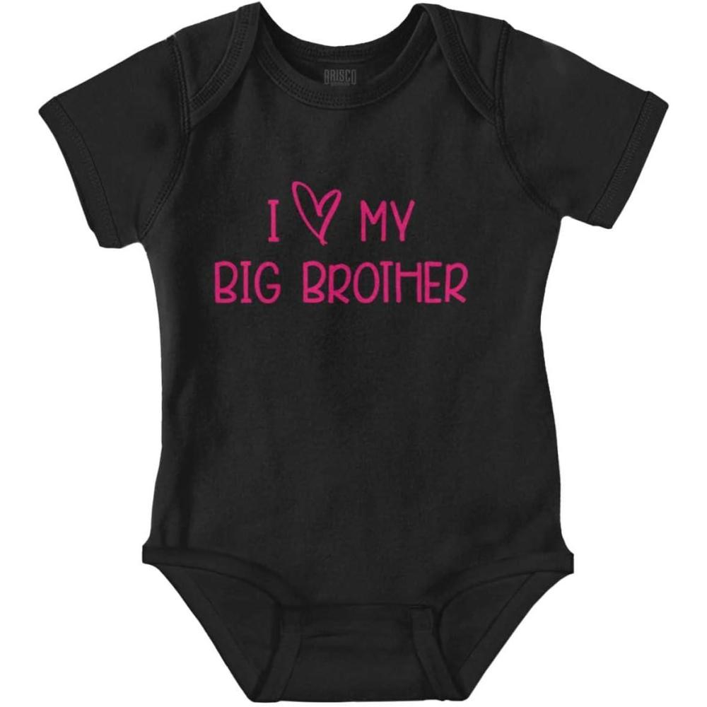 imageBrisco Brands I Love My Big Brother Younger Sibling Baby Romper Boys or GirlsBlack