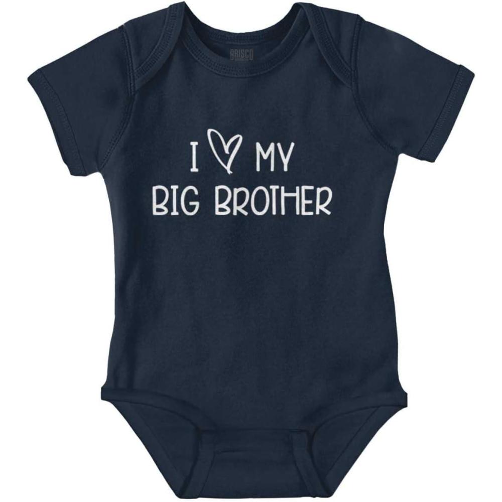 imageBrisco Brands I Love My Big Brother Younger Sibling Baby Romper Boys or GirlsNavy