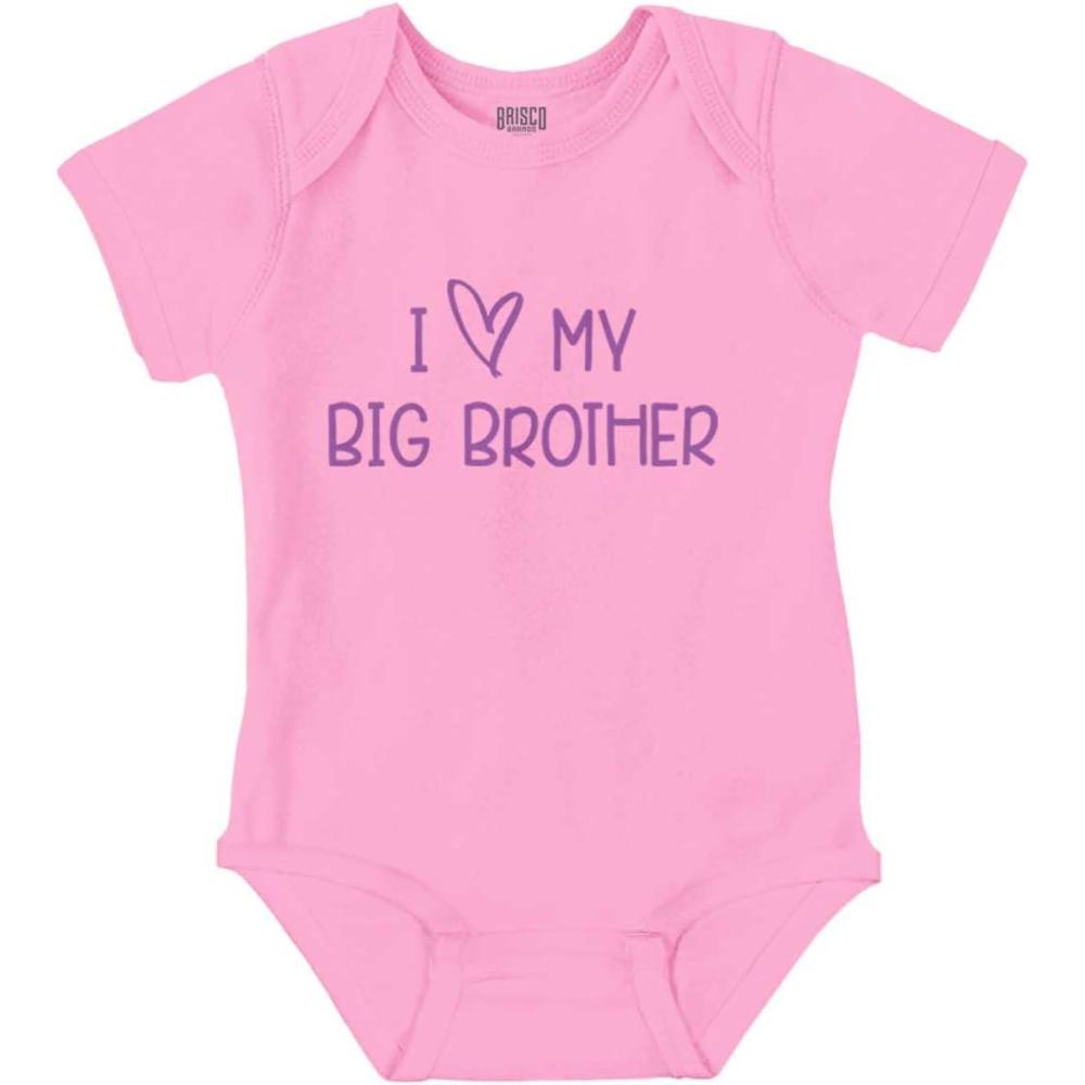 imageBrisco Brands I Love My Big Brother Younger Sibling Baby Romper Boys or GirlsPink