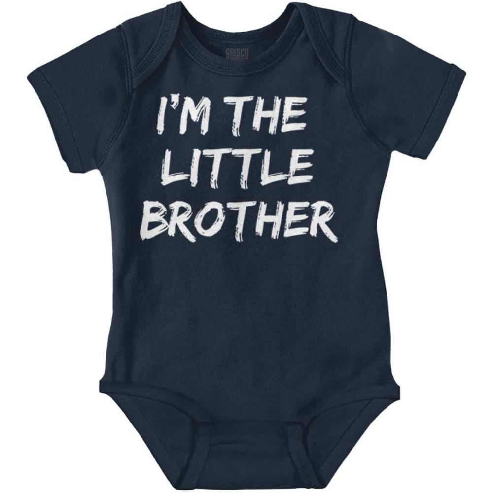 imageBrisco Brands Im the Little Brother Siblings Baby Bodysuit Jumper BoysNavy