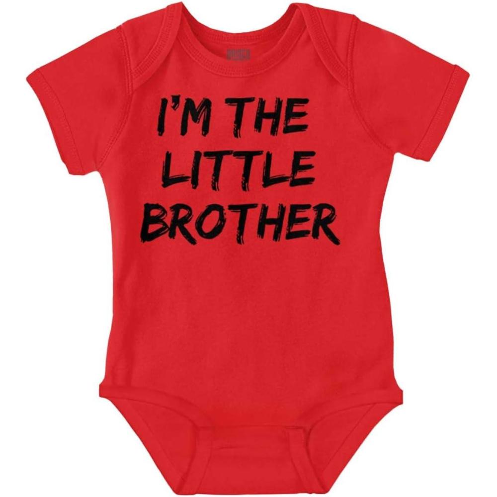 imageBrisco Brands Im the Little Brother Siblings Baby Bodysuit Jumper BoysRed