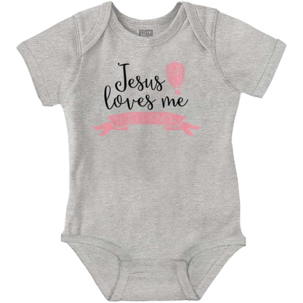 imageBrisco Brands Jesus Loves Me This I Know Christian Baby Bodysuit Jumper GirlsHeather