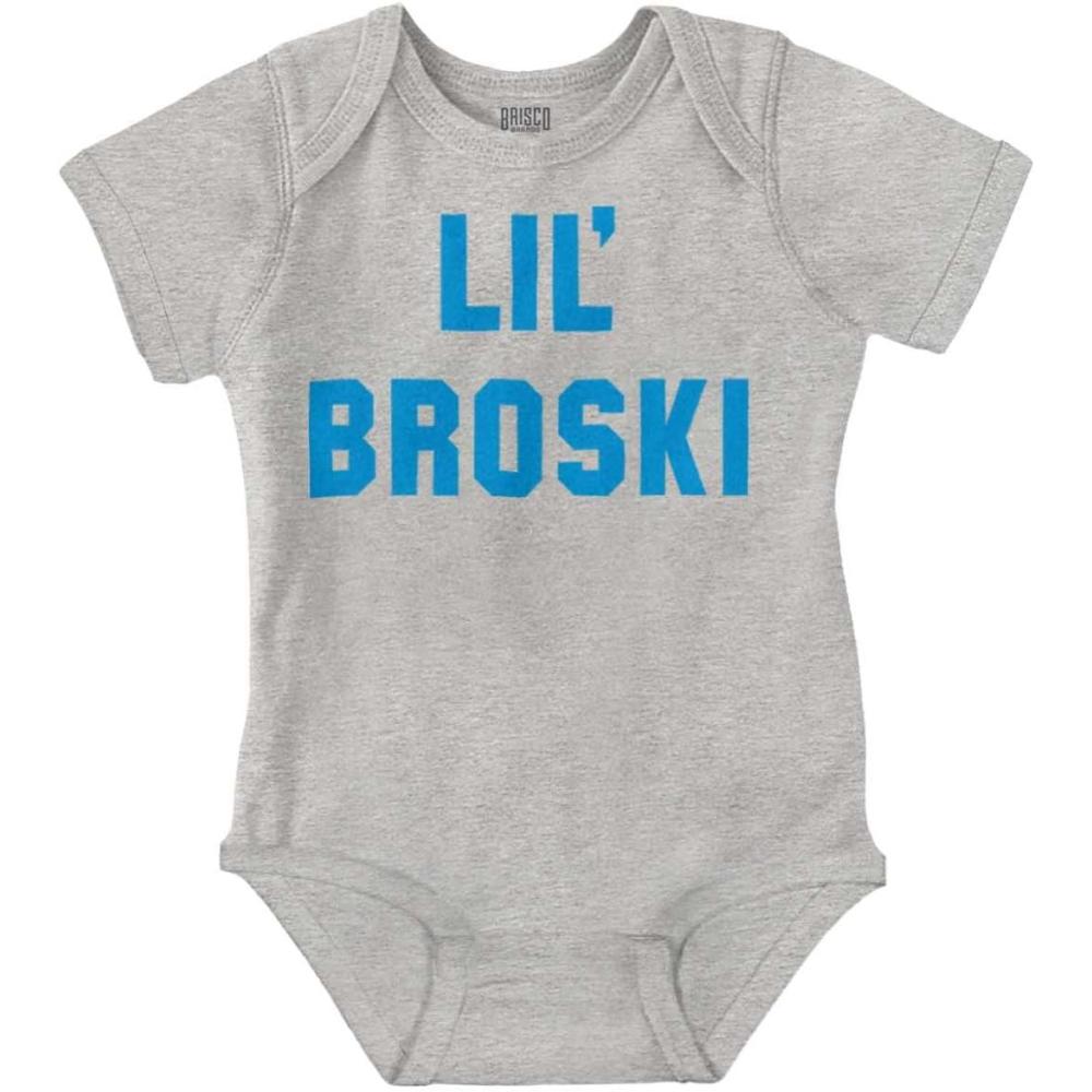 imageBrisco Brands Lil Broski Funny Younger Brother Baby Bodysuit Jumper BoysHeather