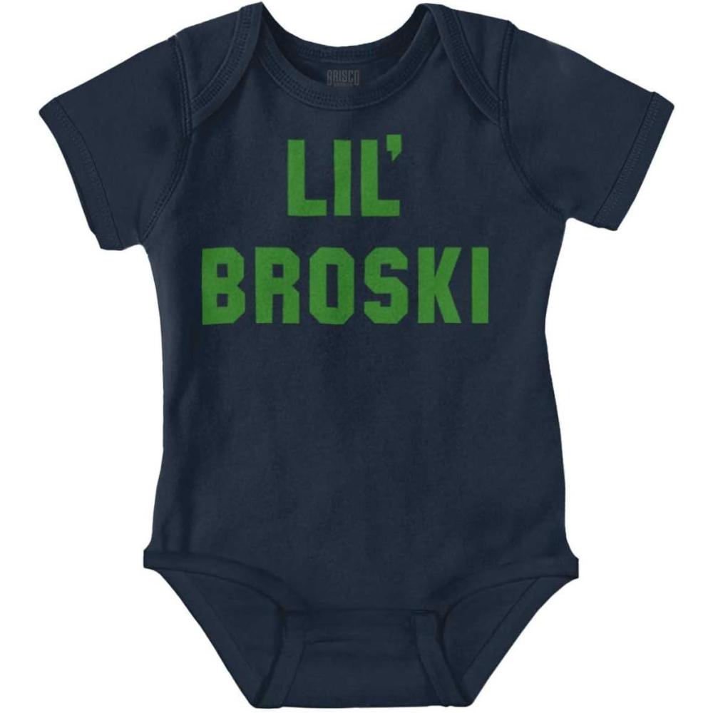 imageBrisco Brands Lil Broski Funny Younger Brother Baby Bodysuit Jumper BoysNavy
