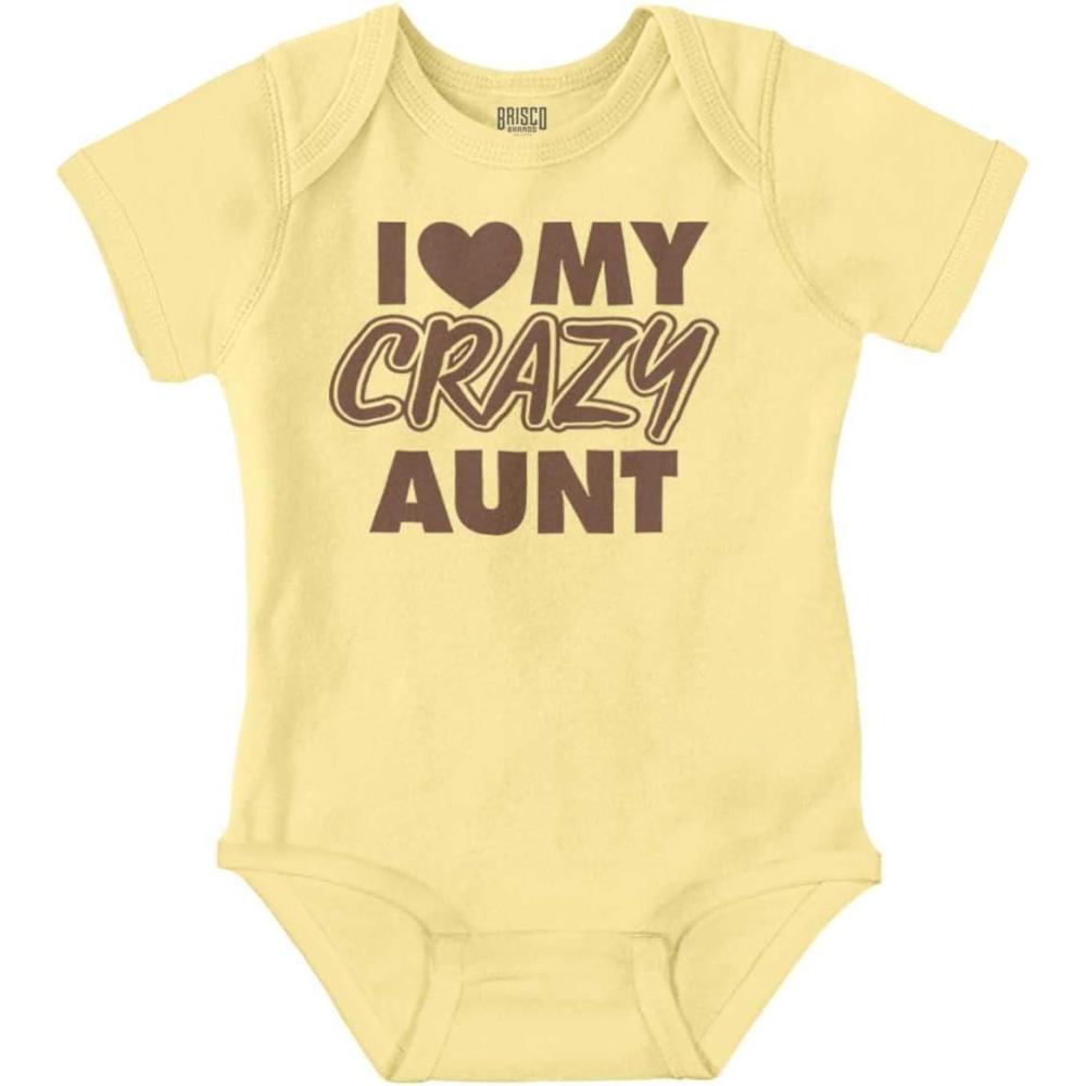 imageBrisco Brands Love My Crazy Aunt Funny Cool Auntie Baby Romper Boys or GirlsBanana