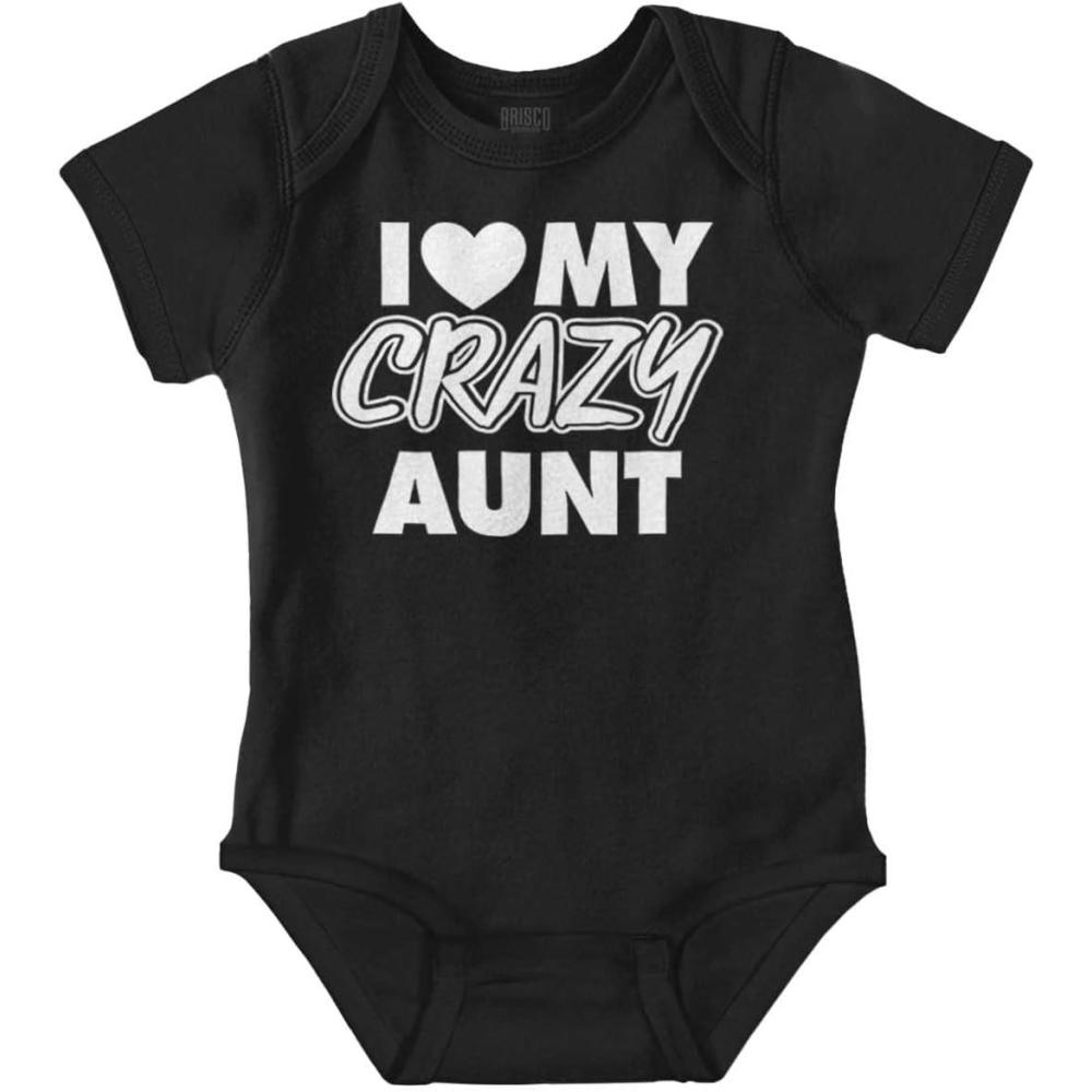 imageBrisco Brands Love My Crazy Aunt Funny Cool Auntie Baby Romper Boys or GirlsBlack