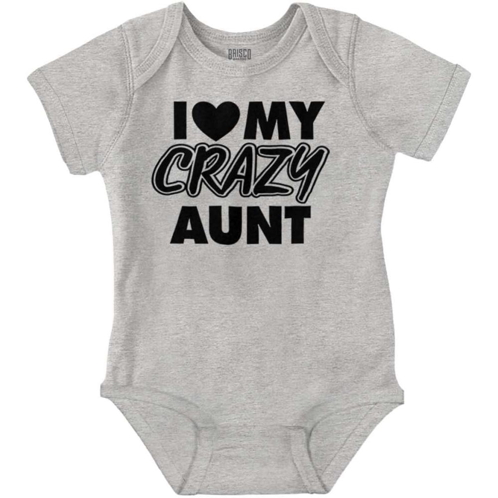 imageBrisco Brands Love My Crazy Aunt Funny Cool Auntie Baby Romper Boys or GirlsHeather