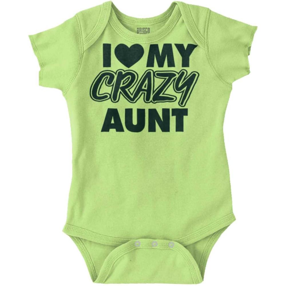 imageBrisco Brands Love My Crazy Aunt Funny Cool Auntie Baby Romper Boys or GirlsKey Lime