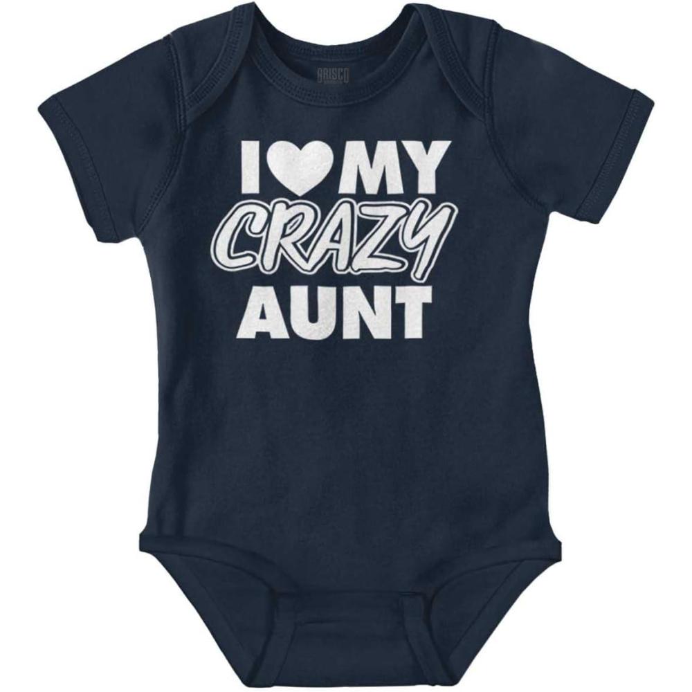 imageBrisco Brands Love My Crazy Aunt Funny Cool Auntie Baby Romper Boys or GirlsNavy
