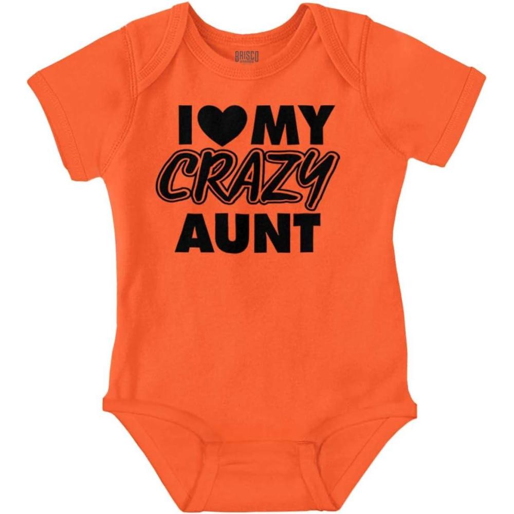 imageBrisco Brands Love My Crazy Aunt Funny Cool Auntie Baby Romper Boys or GirlsOrange