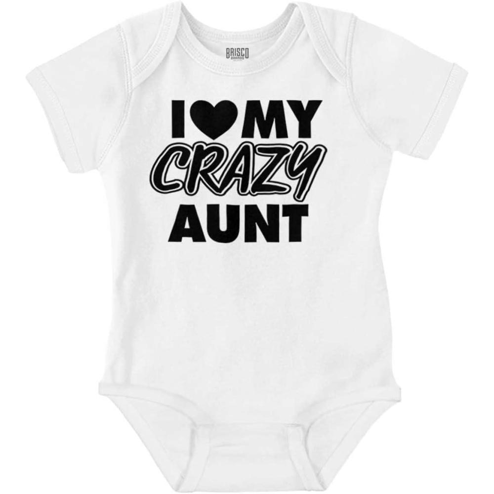 imageBrisco Brands Love My Crazy Aunt Funny Cool Auntie Baby Romper Boys or GirlsWhite