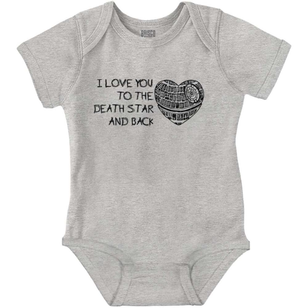 imageBrisco Brands Love You Death Star and Back Galaxy Baby Bodysuit Jumper GirlsHeather
