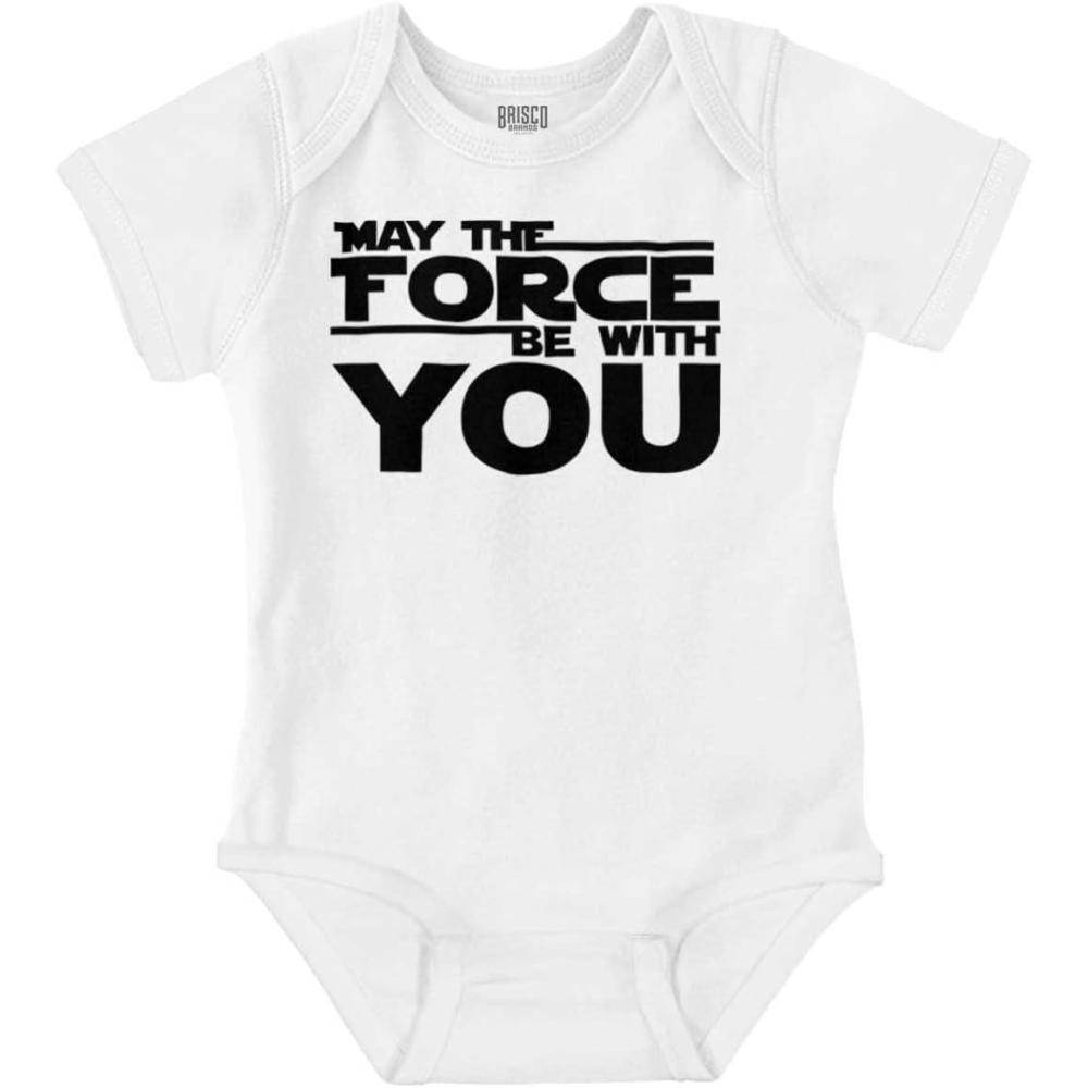imageBrisco Brands May The Universe Be With You Baby Romper Boys or GirlsWhite