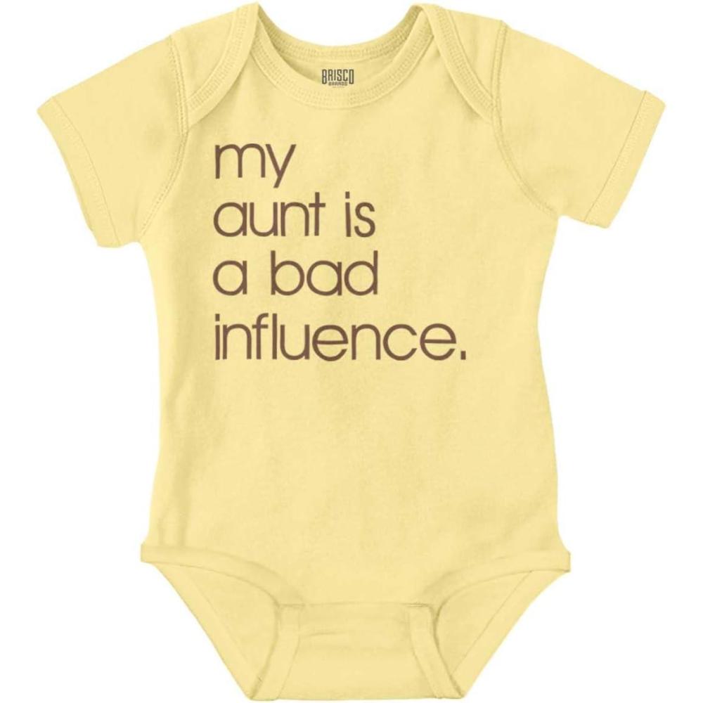 imageBrisco Brands My Aunt is a Bad Influence Funny Cute Baby Romper Boys or GirlsBanana
