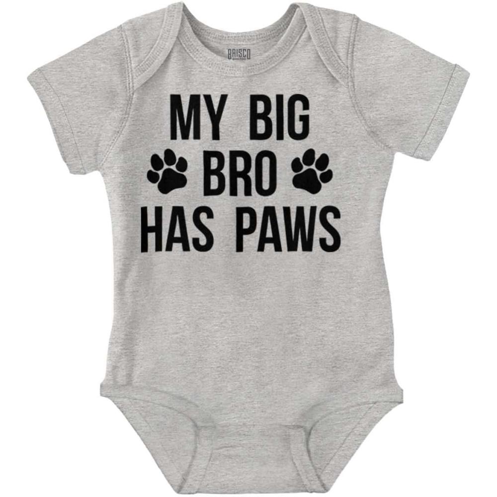 imageBrisco Brands My Big Brother Has Paws Baby Romper Boys or GirlsHeather