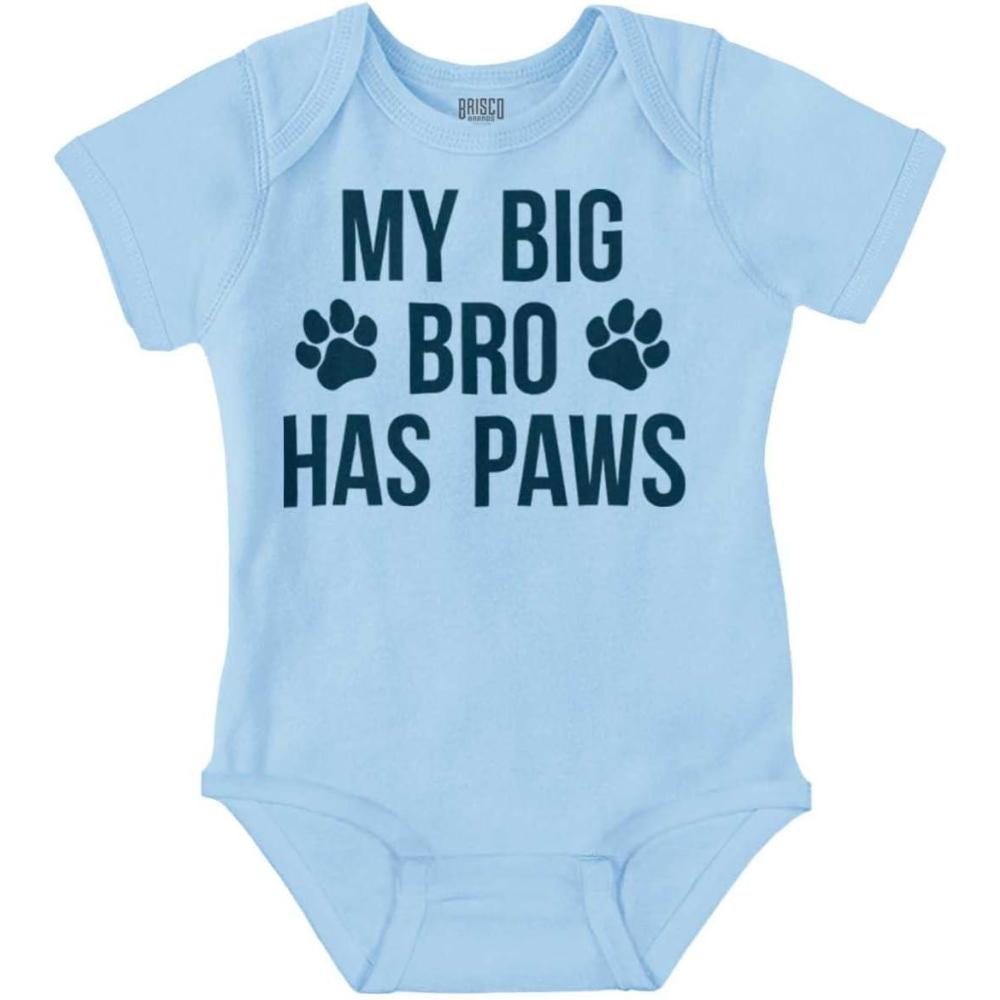 imageBrisco Brands My Big Brother Has Paws Baby Romper Boys or GirlsLight Blue
