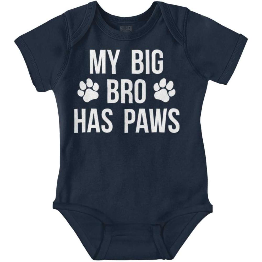 imageBrisco Brands My Big Brother Has Paws Baby Romper Boys or GirlsNavy