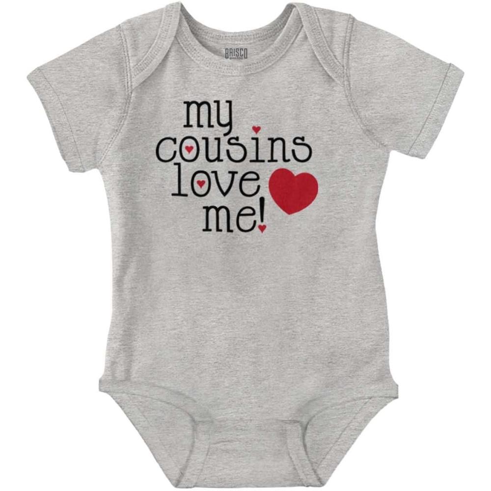 imageBrisco Brands My Cousins Love Me Adorable Lil Cos Baby Romper Boys or GirlsHeather