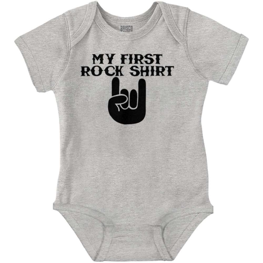 imageBrisco Brands My First Rock Outfit Baby Romper Boys or GirlsHeather