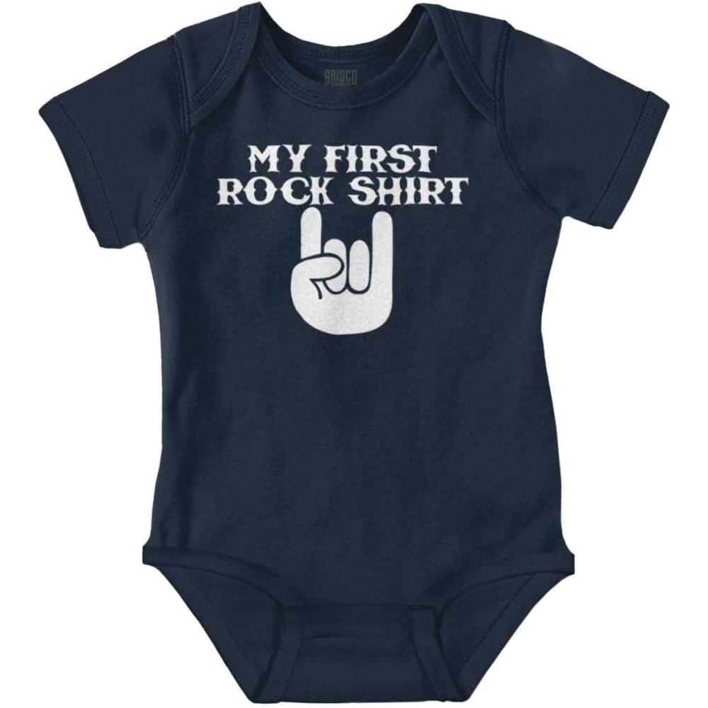 imageBrisco Brands My First Rock Outfit Baby Romper Boys or GirlsNavy