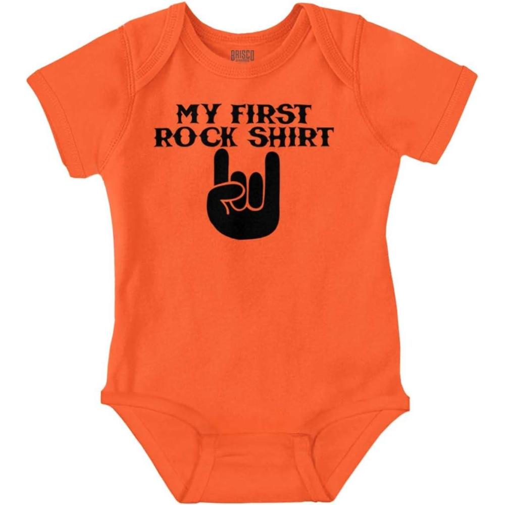 imageBrisco Brands My First Rock Outfit Baby Romper Boys or GirlsOrange