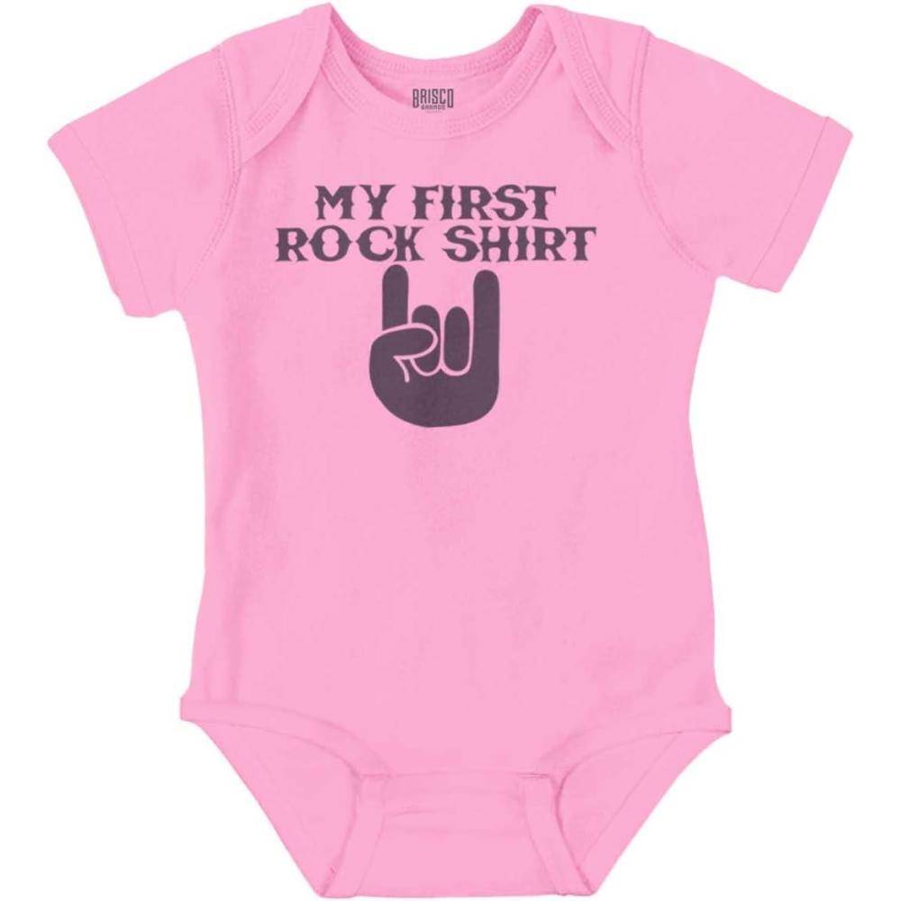 imageBrisco Brands My First Rock Outfit Baby Romper Boys or GirlsPink