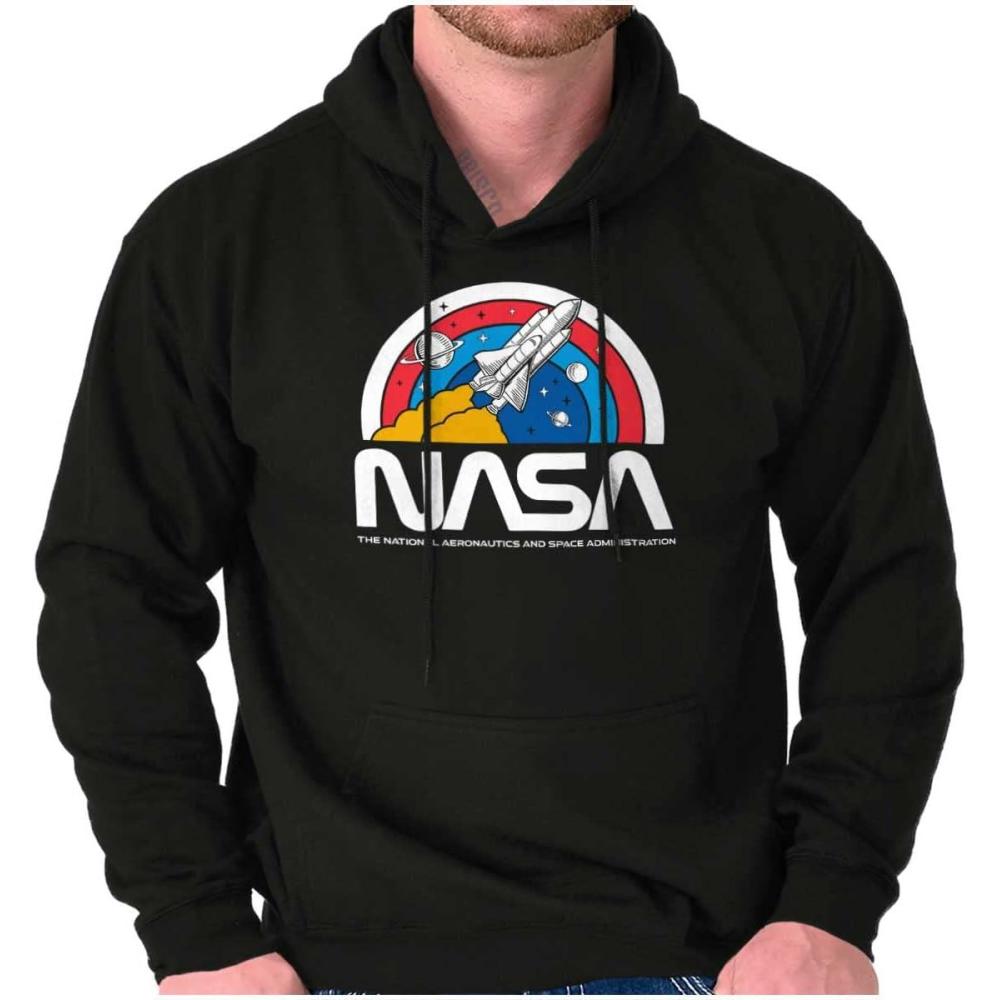 imageBrisco Brands NASA Vintage Retro Space Shuttle Hoodie Sweatshirt Women MenBlack