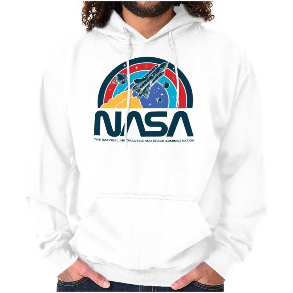 imageBrisco Brands NASA Vintage Retro Space Shuttle Hoodie Sweatshirt Women MenWhite