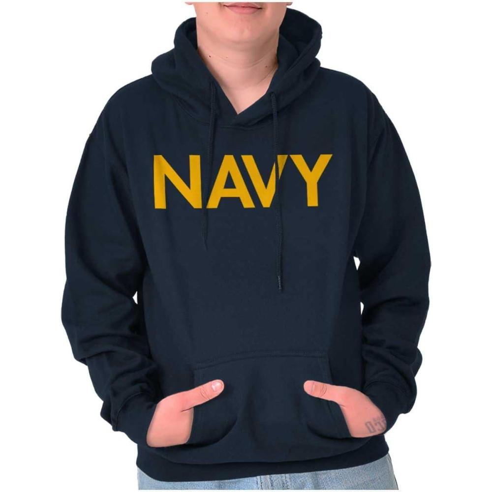 imageBrisco Brands Navy Military Physical Training PT Exercise Workout Hooded SweatshirtNavy