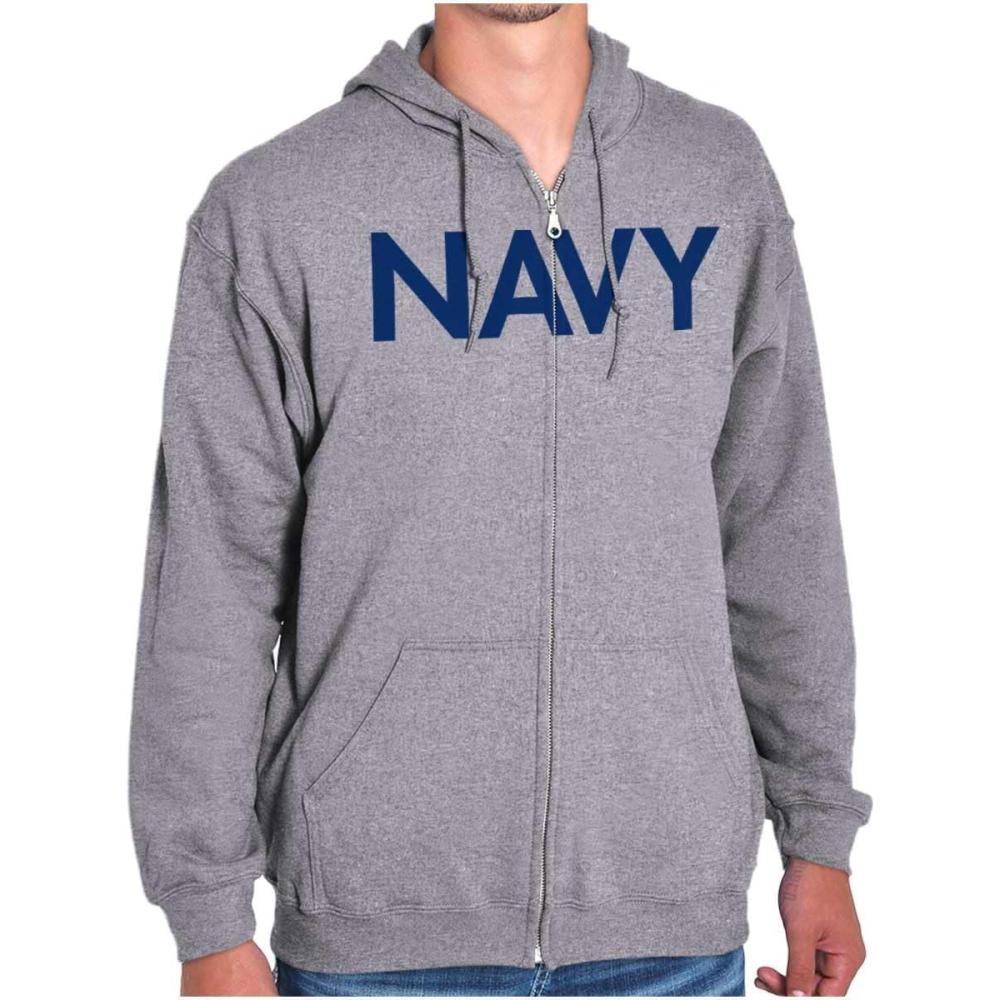 imageBrisco Brands Navy Military Physical Training PT Exercise Workout Zip Up HoodieSport Grey