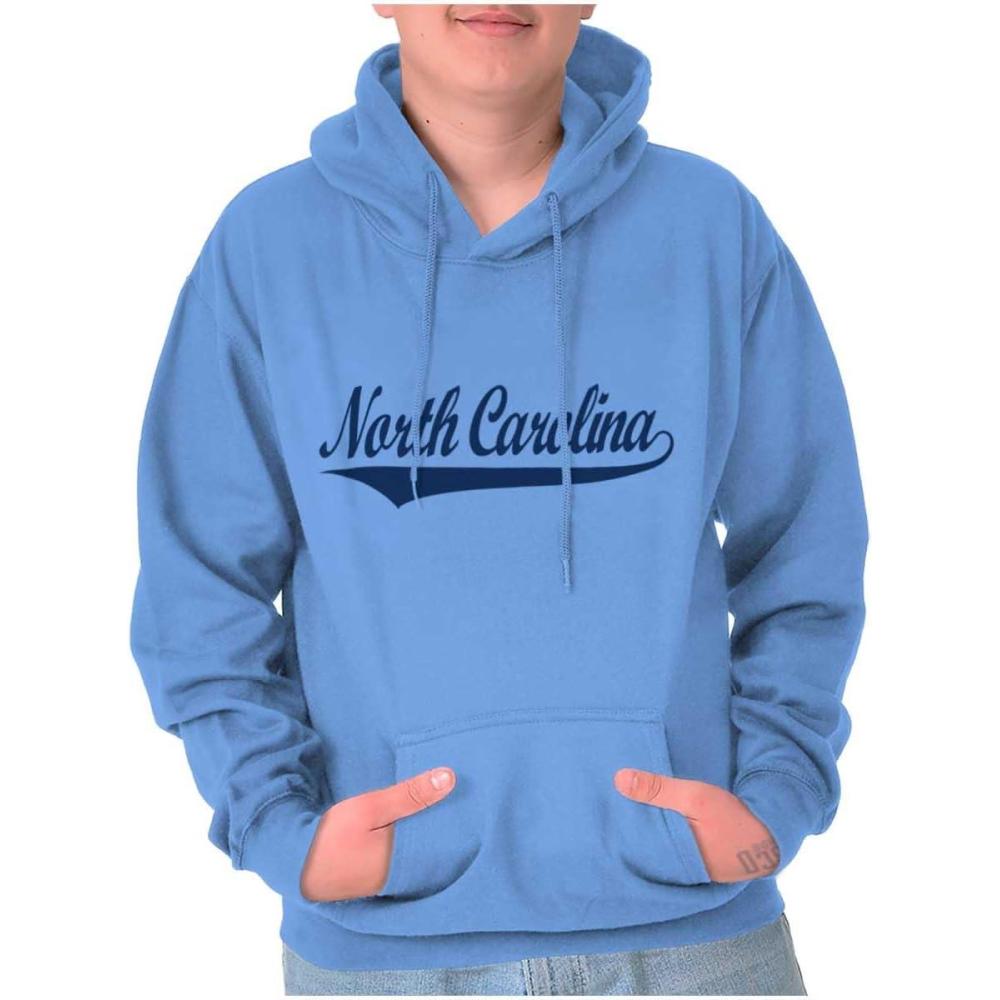 imageBrisco Brands North Carolina NC Athlete Script Font Hoodie Sweatshirt Women MenLight Blue