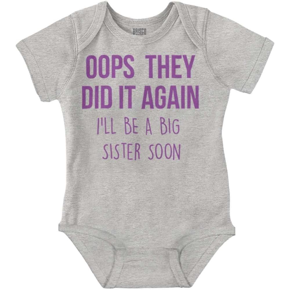 imageBrisco Brands Oops They Did It Again Im A Big Sis Baby Bodysuit Jumper GirlsHeather