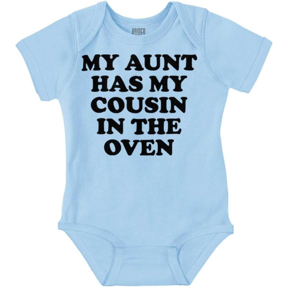 imageBrisco Brands Proud Nephews Nieces Excepting Auntie Baby Romper Boys or GirlsLight Blue
