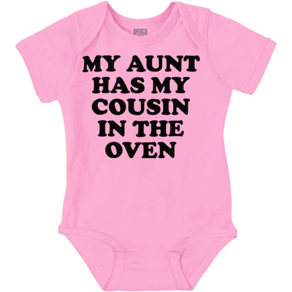 imageBrisco Brands Proud Nephews Nieces Excepting Auntie Baby Romper Boys or GirlsPink