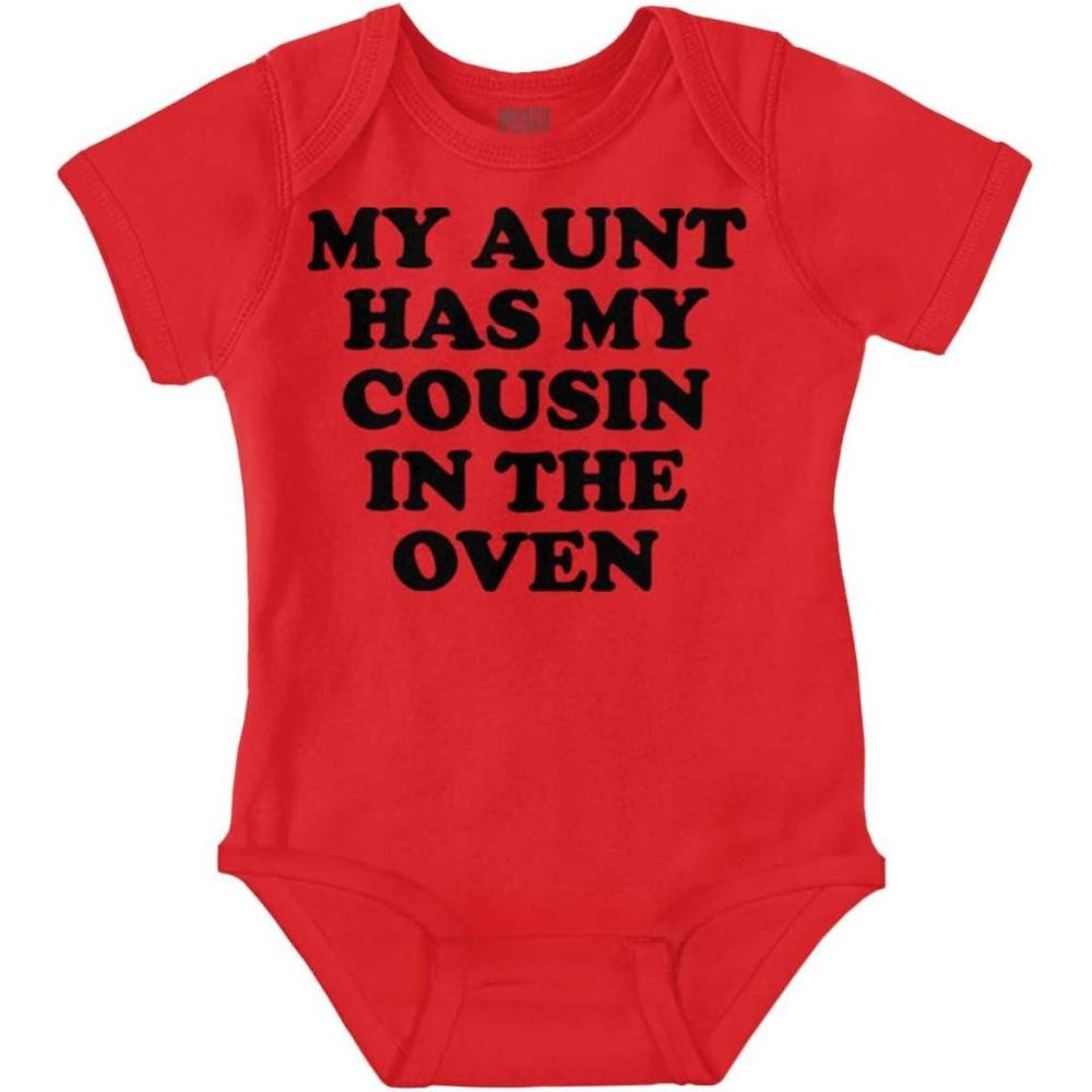 imageBrisco Brands Proud Nephews Nieces Excepting Auntie Baby Romper Boys or GirlsRed