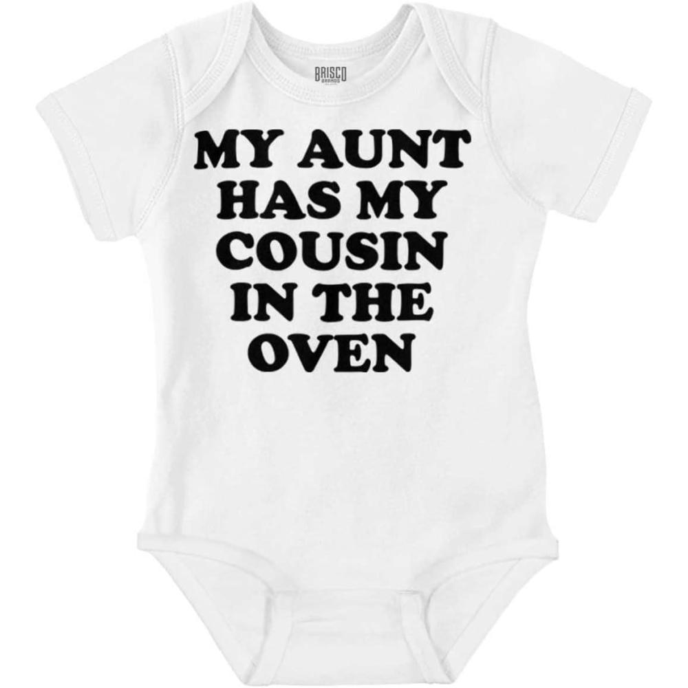 imageBrisco Brands Proud Nephews Nieces Excepting Auntie Baby Romper Boys or GirlsWhite