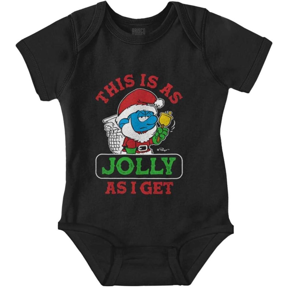 imageBrisco Brands Santa Grumpy Smurf Jolly Christmas Baby Romper Boys or GirlsBlack