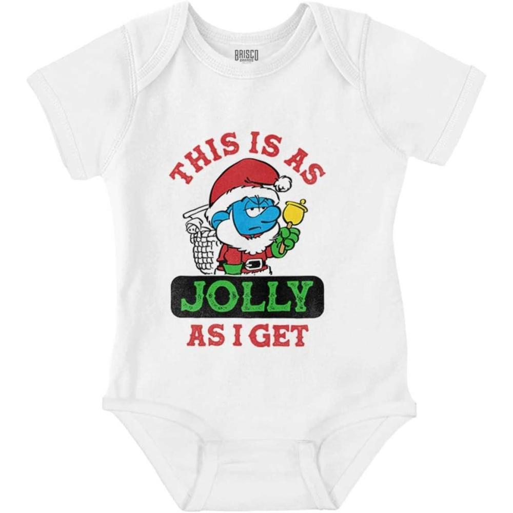 imageBrisco Brands Santa Grumpy Smurf Jolly Christmas Baby Romper Boys or GirlsWhite