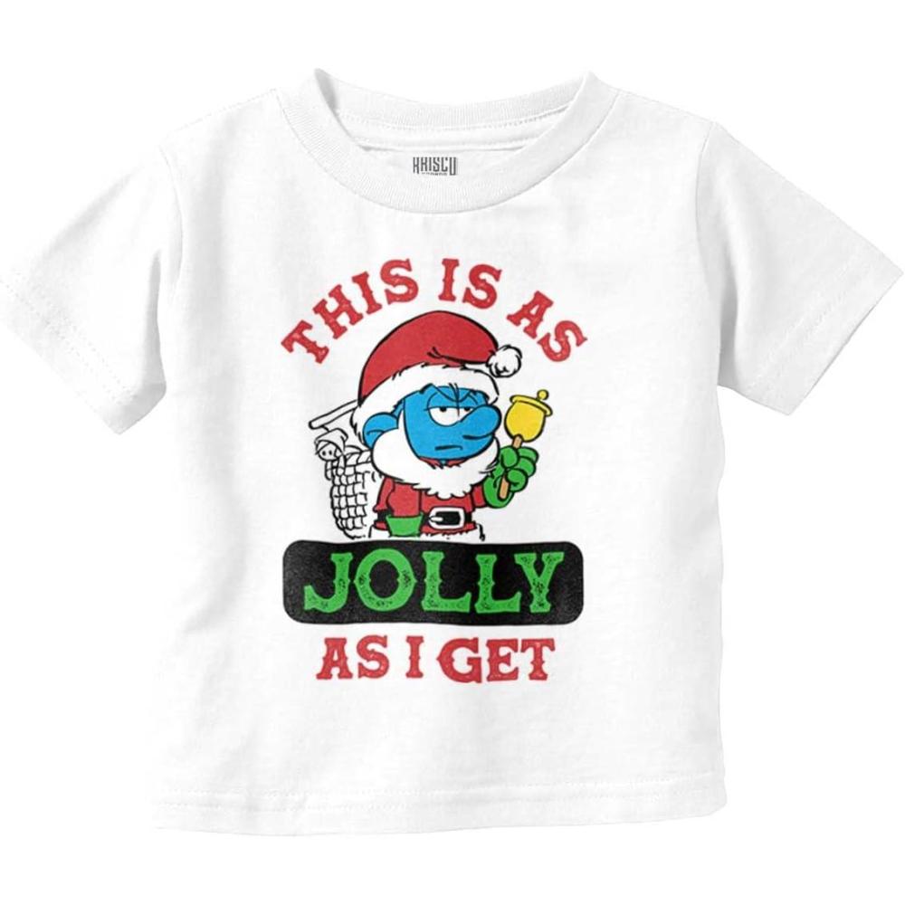 imageBrisco Brands Santa Grumpy Smurf Jolly Christmas Toddler Boy Girl T ShirtWhite