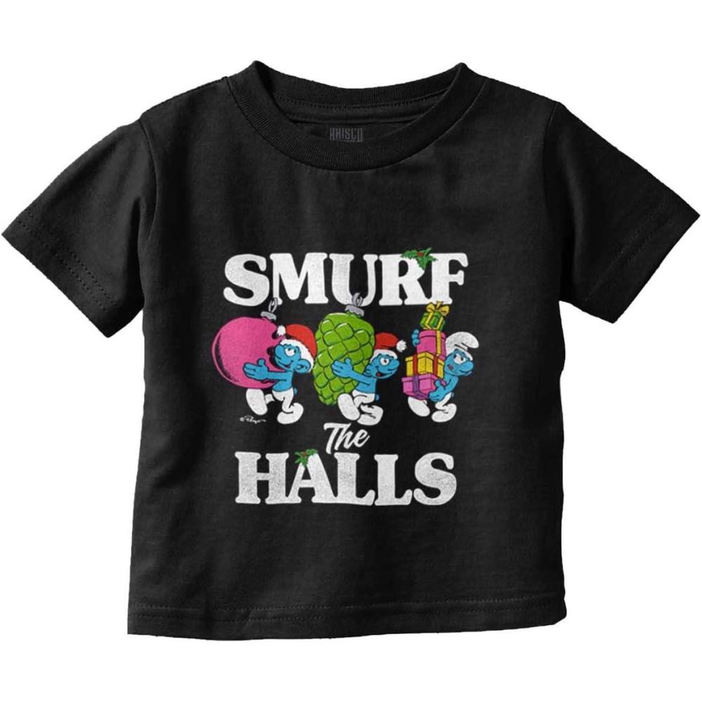 imageBrisco Brands Smurf The Halls Toddler Boy Girl T ShirtBlack