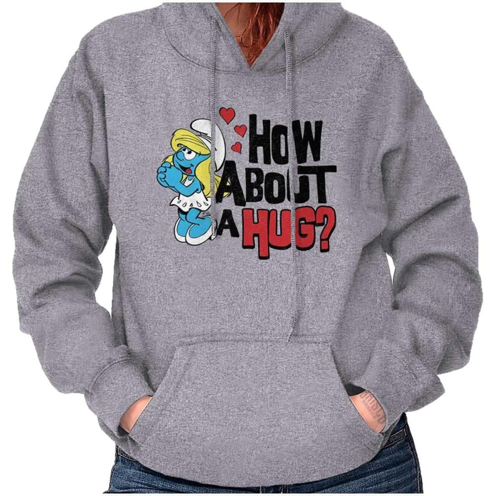 imageBrisco Brands Smurfs Cute Smurfette How About a Hug Hoodie Sweatshirt WomenSport Grey